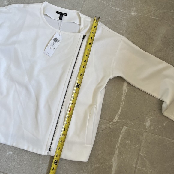 NWT Eileen Fisher Flex Tencel Ponte Round Neck Boxy Fit Women's S Ivory Full Zip - Picture 5 of 8